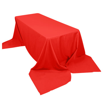 90"x156" Red Seamless Polyester Rectangular Tablecloth