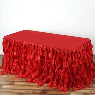 Create Unforgettable Memories with the Red Curly Willow Taffeta Table Skirt