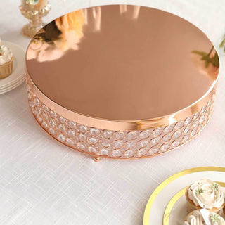 Create a Memorable Event with the Rose Gold Crystal Beaded Metal Cake Stand Pedestal Create a Memorable Event with the Rose Gold Crystal Beaded Metal Cake Stand Pedestal