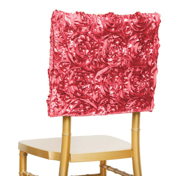 16" Rose Quartz Satin Rosette Chiavari Chair Back Cover Caps - Clearance SALE