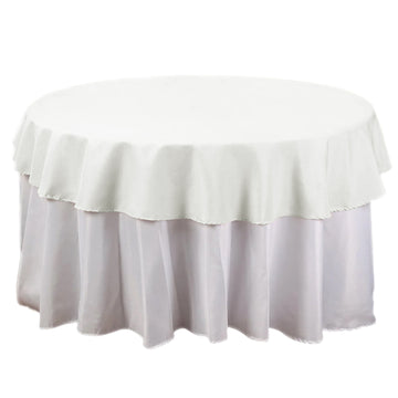 70" Round Ivory Seamless Polyester Linen Tablecloth