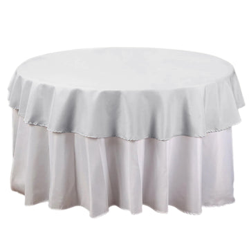 70" Round Silver Seamless Polyester Linen Tablecloth