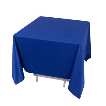 70" Royal Blue Premium Scuba Wrinkle Free Square Tablecloth, Seamless Scuba Polyester Tablecloth