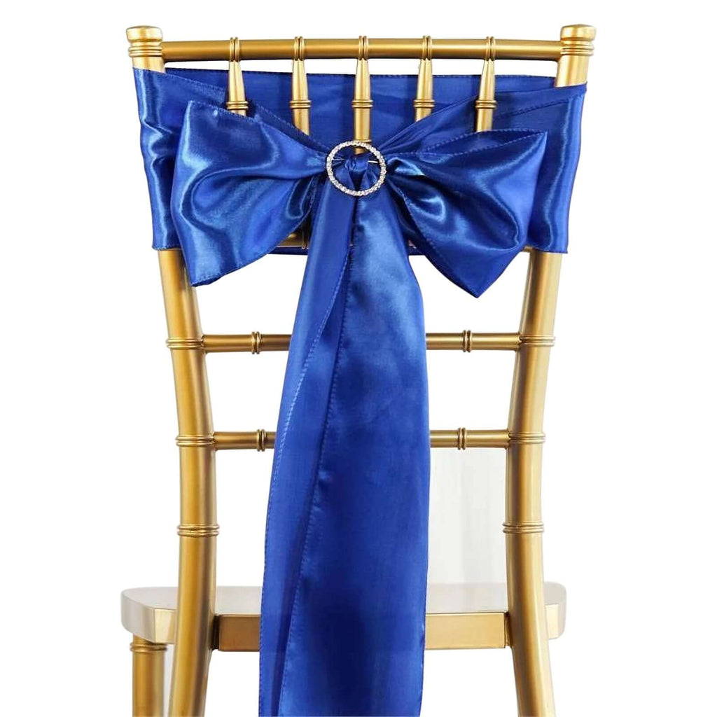 10 Pack Satin Sashes Gold/White Striped - Your Chair Covers Inc.