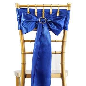 5 Pack 6"x106" Royal Blue Satin Chair Sashes