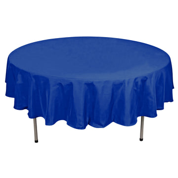90" Royal Blue Seamless Polyester Round Tablecloth