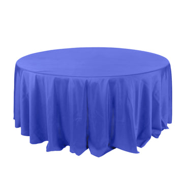 132" Royal Blue Seamless Polyester Round Tablecloth