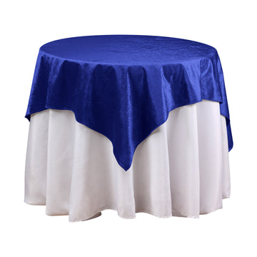 54"x54" Royal Blue Seamless Premium Velvet Square Table Overlay, Reusable Linen