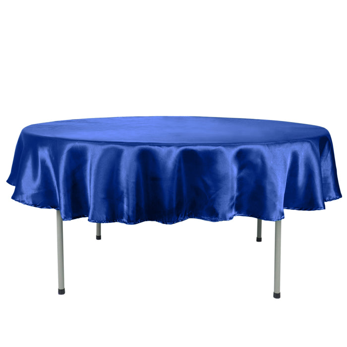 90 inch Royal Blue Satin Round Tablecloth