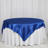 72" x 72" Royal Blue Seamless Satin Square Tablecloth Overlay