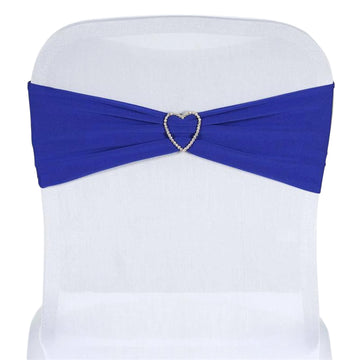 5 Pack Royal Blue Spandex Stretch Chair Sashes Bands Heavy Duty with Two Ply Spandex - 5"x12"