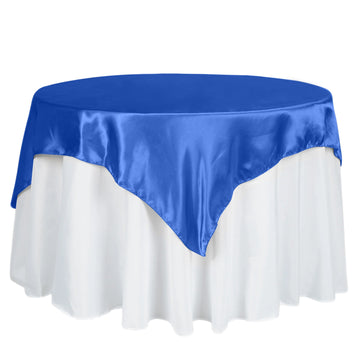 60"x60" Royal Blue Square Smooth Satin Table Overlay