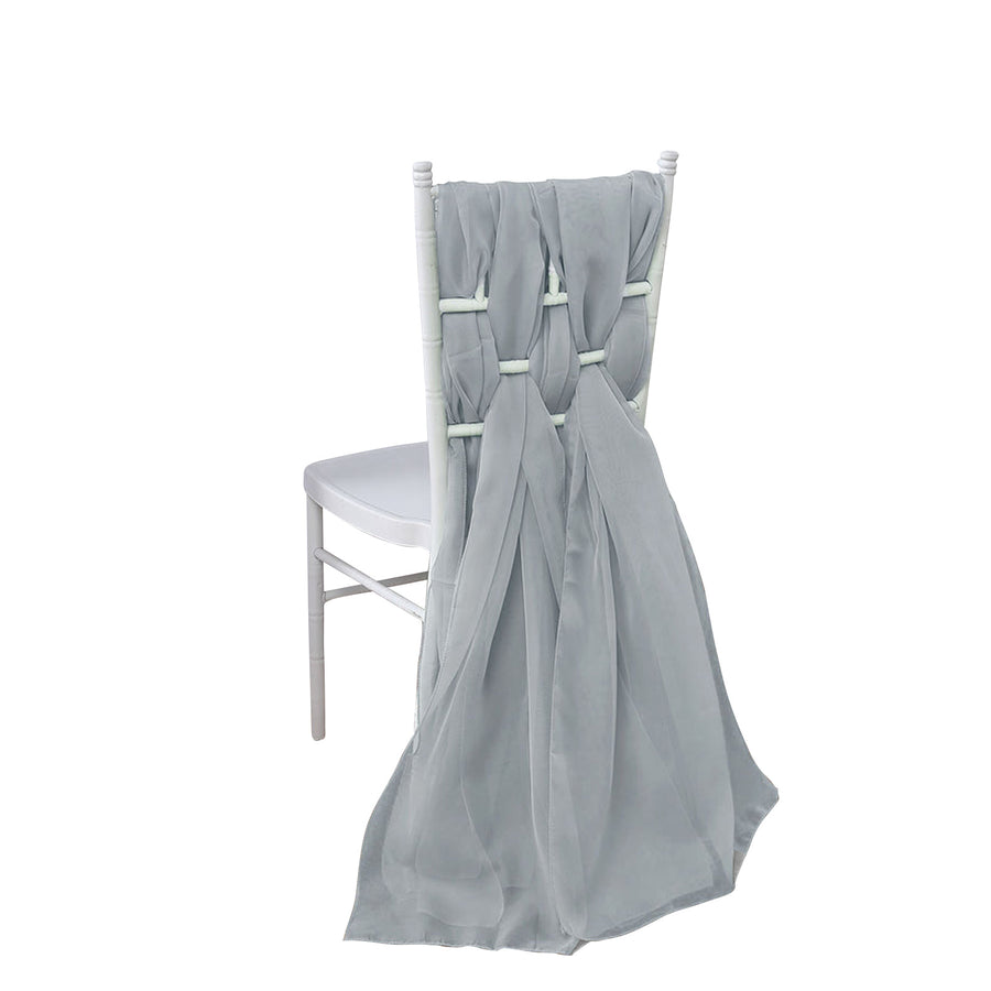 22inchx78inch Silver DIY Premium Designer Chiffon Chair Sashes#whtbkgd
