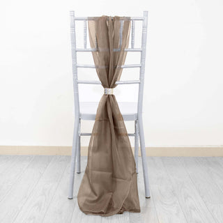 Taupe DIY Premium Designer Chiffon Chair Sashes - Add Elegance to Your Event Decor Taupe DIY Premium Designer Chiffon Chair Sashes - Add Elegance to Your Event Decor