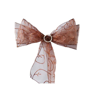 Create an Elegant Ambiance with Chocolate Embroidered Organza Chair Sashes Create an Elegant Ambiance with Chocolate Embroidered Organza Chair Sashes