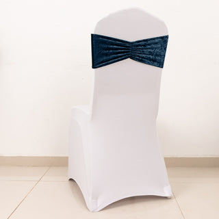 <strong>Navy Blue Premium Crushed Velvet Ruffle Chair Sashes</strong> <strong>Navy Blue Premium Crushed Velvet Ruffle Chair Sashes</strong>