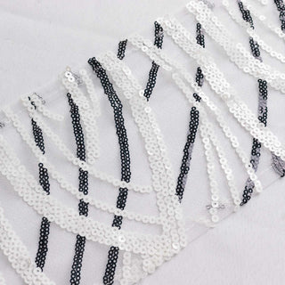 Unleash the Versatility of White Black Wave Sequin Mesh Chair Sashes Unleash the Versatility of White Black Wave Sequin Mesh Chair Sashes
