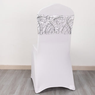 Add a Touch of Elegance with Silver Wave Chair Sash Bands