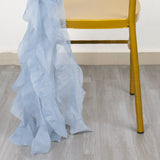 Dusty Blue Chiffon Curly Chair Sash#whtbkgd