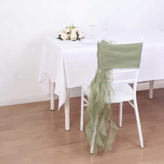 Dusty Sage Green Chiffon Chair Sash for Event Decor Dusty Sage Green Chiffon Chair Sash for Event Decor