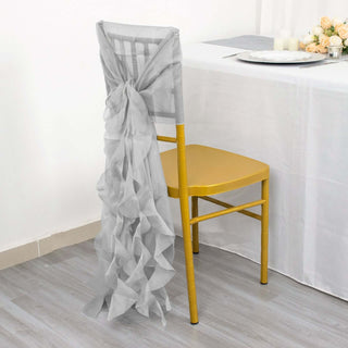 Unleash Your Creativity with Versatile Silver Chiffon Curly Chair Sashes Unleash Your Creativity with Versatile Silver Chiffon Curly Chair Sashes