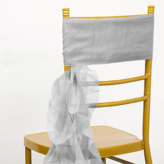 Experience the Allure of Silver Chiffon Curly Chair Sashes
