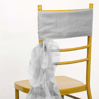 Experience the Allure of Silver Chiffon Curly Chair Sashes Experience the Allure of Silver Chiffon Curly Chair Sashes
