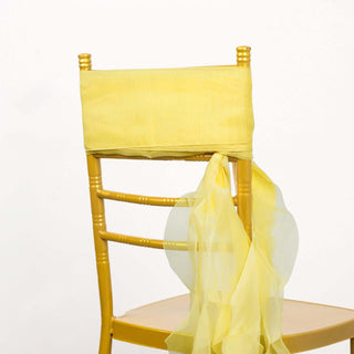 Create a Captivating Ambiance with the Yellow Chiffon Curly Chair Sash Create a Captivating Ambiance with the Yellow Chiffon Curly Chair Sash