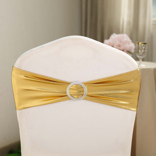 Add a Touch of Glamour with Metallic Gold Spandex Chair Sashes
