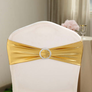 Add a Touch of Glamour with Metallic Gold Spandex Chair Sashes Add a Touch of Glamour with Metallic Gold Spandex Chair Sashes