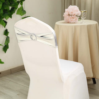 Create a Luxurious Atmosphere with Metallic Silver Spandex Chair Sashes