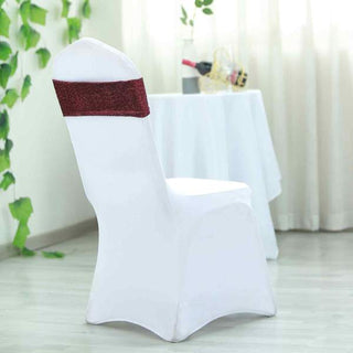 Elevate Your Event Decor with Burgundy Metallic Chair Sashes Elevate Your Event Decor with Burgundy Metallic Chair Sashes