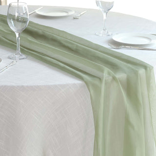 Dusty Sage Green Premium Chiffon Table Runner Dusty Sage Green Premium Chiffon Table Runner