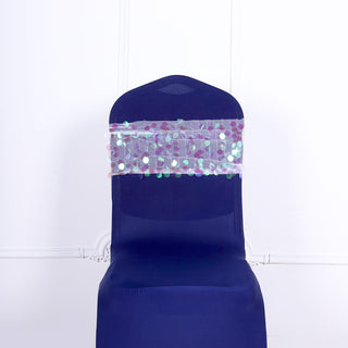 Add a Touch of Glamour with Iridescent Sequin Chair Sash Bands