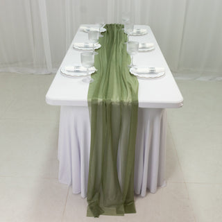 Dusty Sage Green Sheer Chiffon Table Runners Dusty Sage Green Sheer Chiffon Table Runners