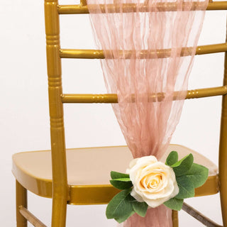 Dusty Rose Sheer Crinkled Organza Chair Sashes - Unforgettable Memories Dusty Rose Sheer Crinkled Organza Chair Sashes - Unforgettable Memories