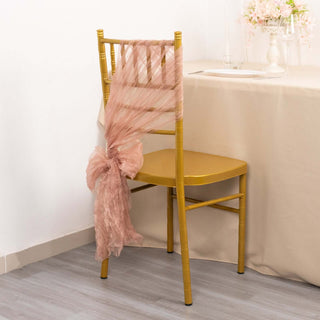 Dusty Rose Sheer Crinkled Organza Chair Sashes - Add Elegance to Your Event Dusty Rose Sheer Crinkled Organza Chair Sashes - Add Elegance to Your Event