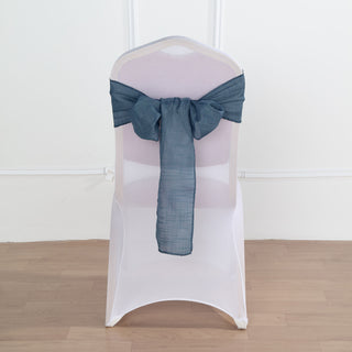 Add Elegance to Your Event with Blue Linen Chair Sashes