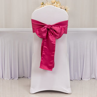 <span>Luxurious Fuchsia Lamour Satin Chair Sashes</span> <span>Luxurious Fuchsia Lamour Satin Chair Sashes</span>