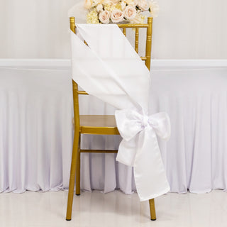 <span>Luxurious White Lamour Satin Chair Sashes</span> <span>Luxurious White Lamour Satin Chair Sashes</span>