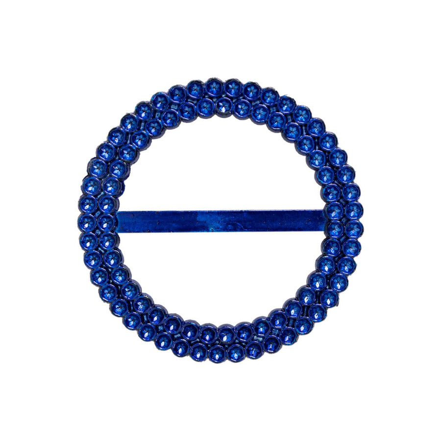 Royal Blue Diamond Circle Napkin Ring Pin Brooch, Rhinestone Chair Sash Bow Buckle