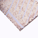 5 Pack Rose Gold Diamond Glitz Sequin White Spandex Chair Sash Bands, Sparkly Geometric Stretchable 