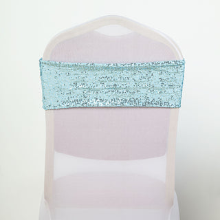 Add a Touch of Serenity with Serenity Blue Sequin Spandex Chair Sashes