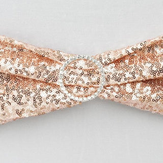 Add a Touch of Elegance with Blush Sequin Spandex Chair Sashes Add a Touch of Elegance with Blush Sequin Spandex Chair Sashes
