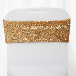 Add a Touch of Elegance with Gold Sequin Spandex Chair Sashes