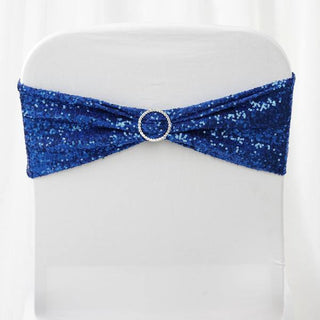 Royal Blue Sequin Spandex Chair Sashes: The Perfect Addition to Your Event Royal Blue Sequin Spandex Chair Sashes: The Perfect Addition to Your Event