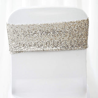 Add Sparkle to Your Event with Silver Sequin Chair Sashes Add Sparkle to Your Event with Silver Sequin Chair Sashes