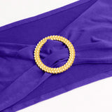 5 Pack Purple Spandex Chair Sashes with Gold Diamond Buckles, Elegant Stretch Chair Bands#whtbkgd