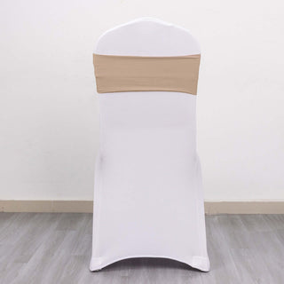Elevate Your Event with Nude Spandex Stretch Chair Sashes Elevate Your Event with Nude Spandex Stretch Chair Sashes