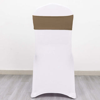 Enhance Your Event Decor with Taupe Spandex Stretch Chair Sashes Enhance Your Event Decor with Taupe Spandex Stretch Chair Sashes